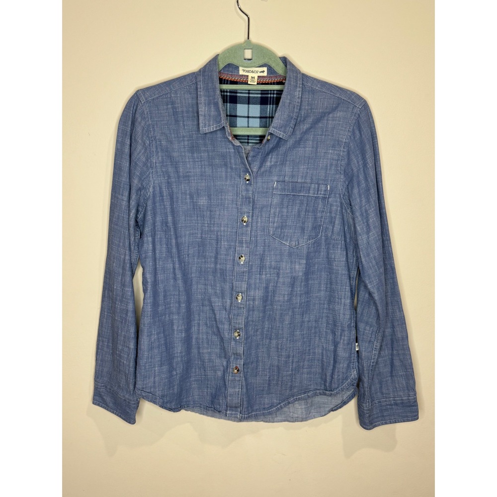 Toad & Co. Chambray Button Down Womens‎ Blue sz M Organic Cotton